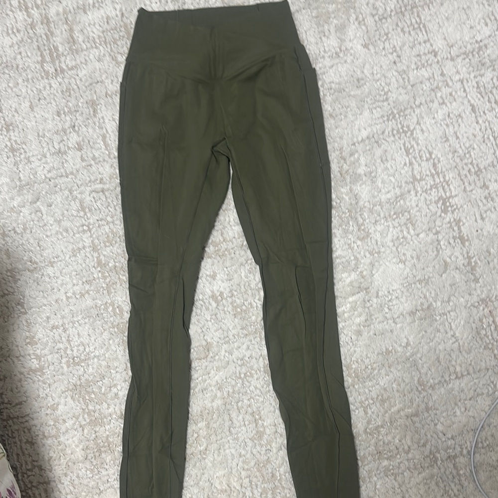 Olive Green High-Waisted Leggings